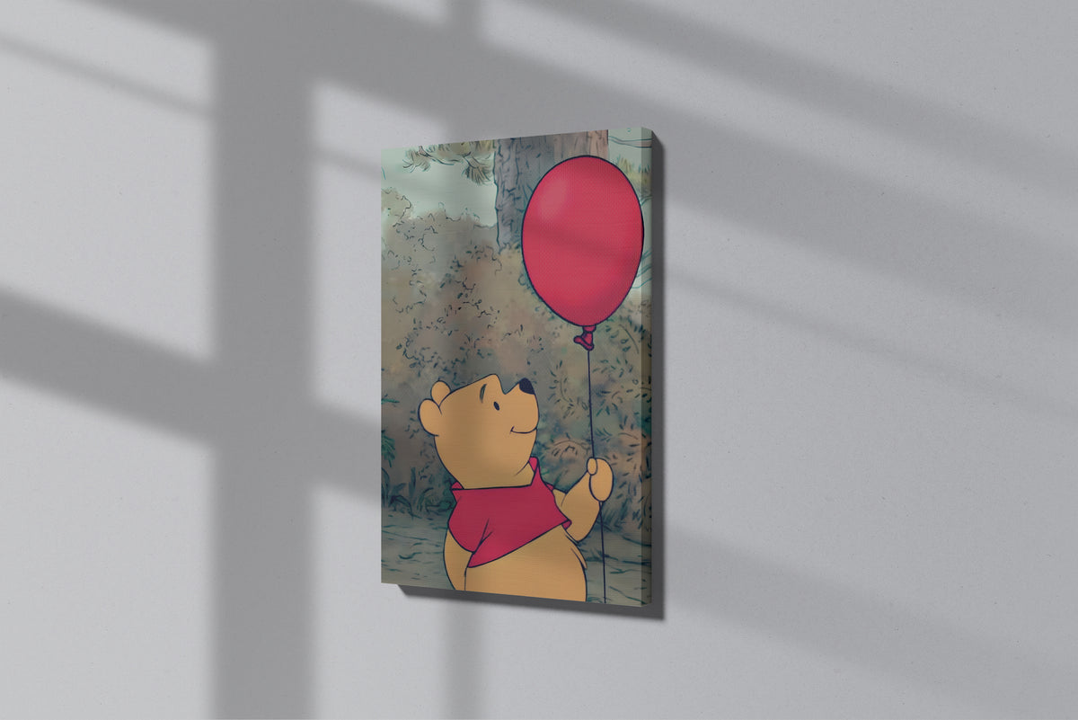 GeekCultcha Winnie the Pooh Balloon Themed Premium Canvas Print