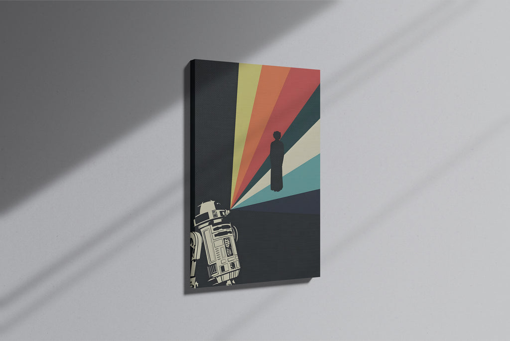 GeekCultcha Star Wars R2-D2 and Princess Leia Themed Premium Canvas Print