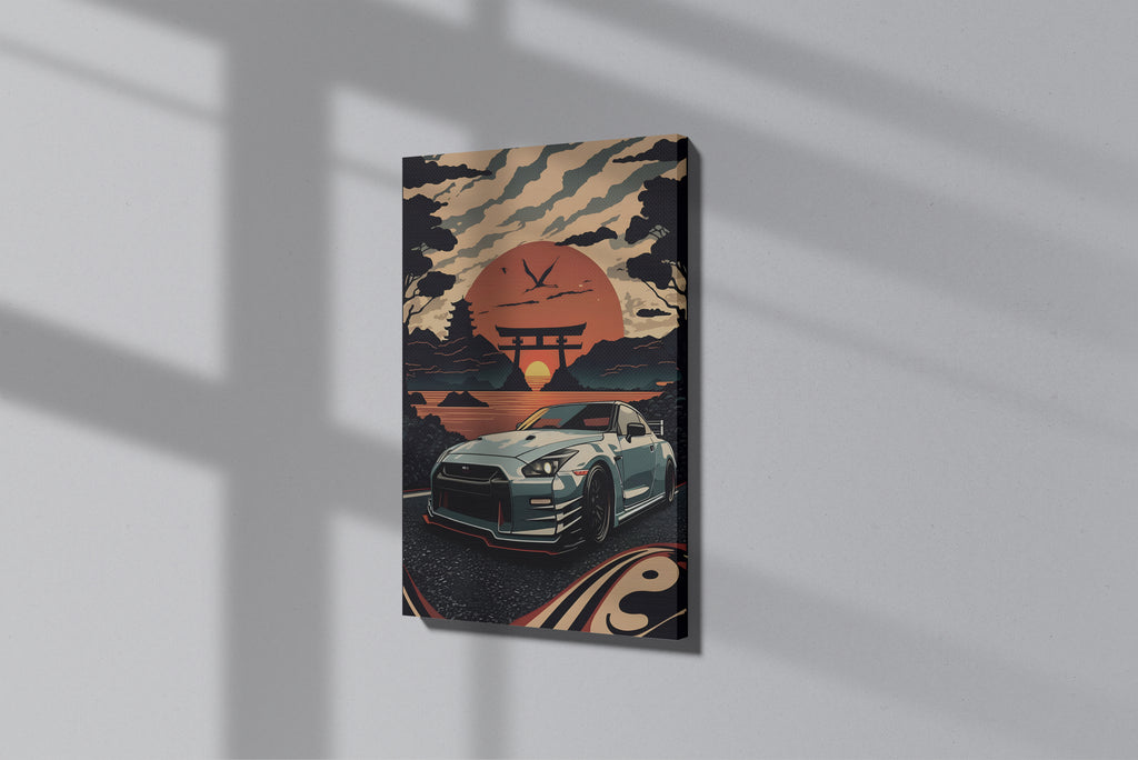 GeekCultcha Nissan GT-R Japanese Landscape Premium Canvas Painting