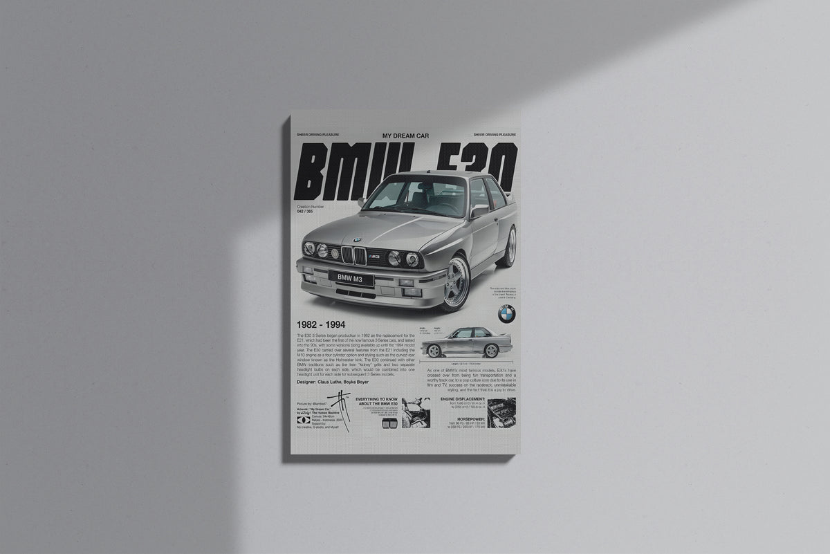 GeekCultcha BMW E30 Premium Canvas Print