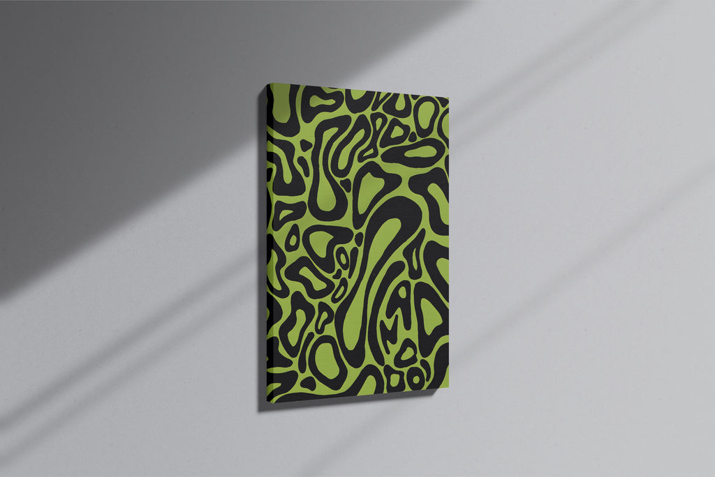GeekCultcha Retro Green Abstract Pattern Premium Canvas Painting
