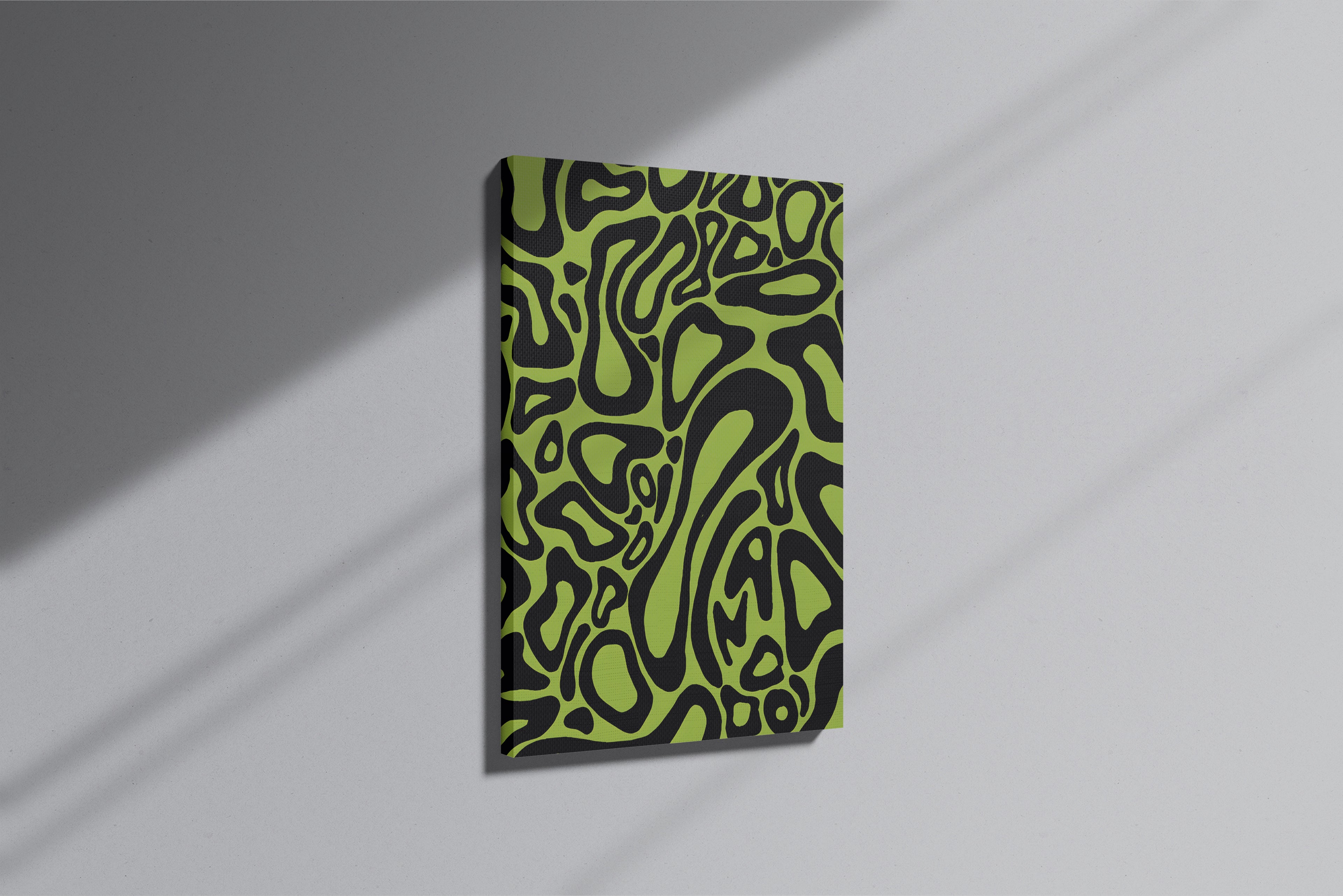 GeekCultcha Retro Green Abstract Pattern Premium Canvas Painting
