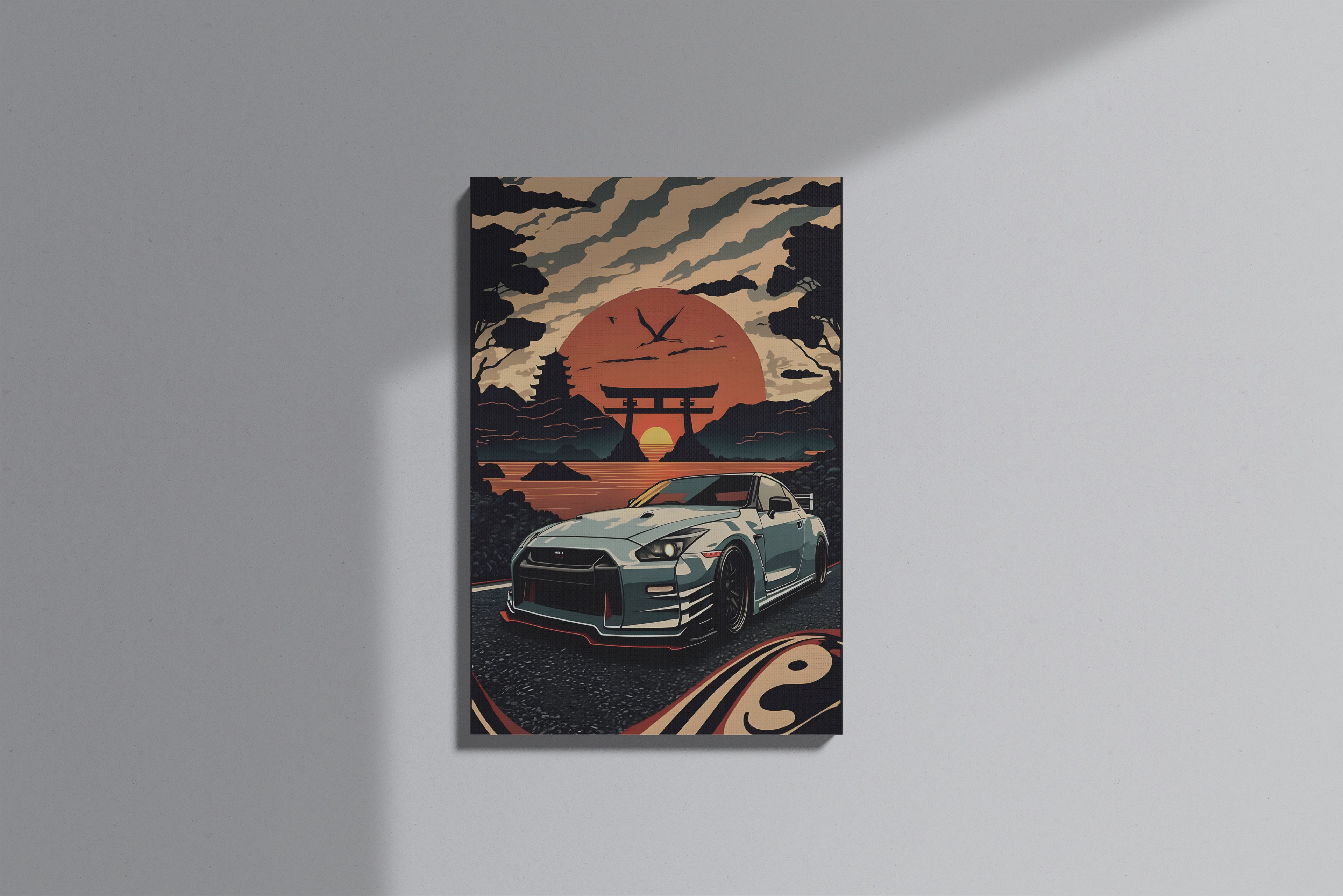 GeekCultcha Nissan GT-R Japanese Landscape Premium Canvas Painting