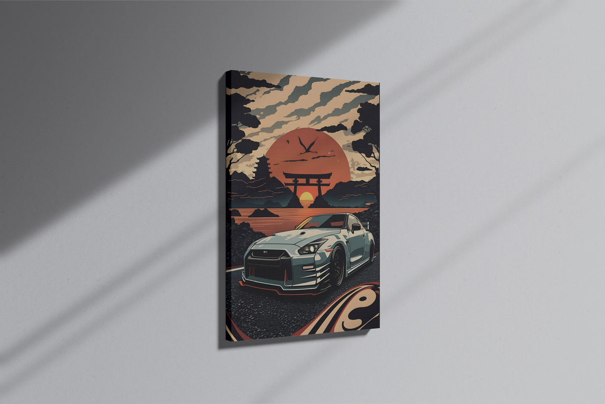 GeekCultcha Nissan GT-R Japanese Landscape Premium Canvas Painting