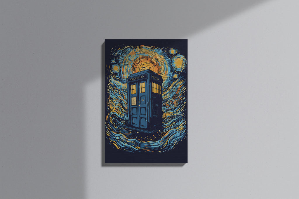 GeekCultcha Doctor Who TARDIS Starry Night Themed Premium Canvas Painting