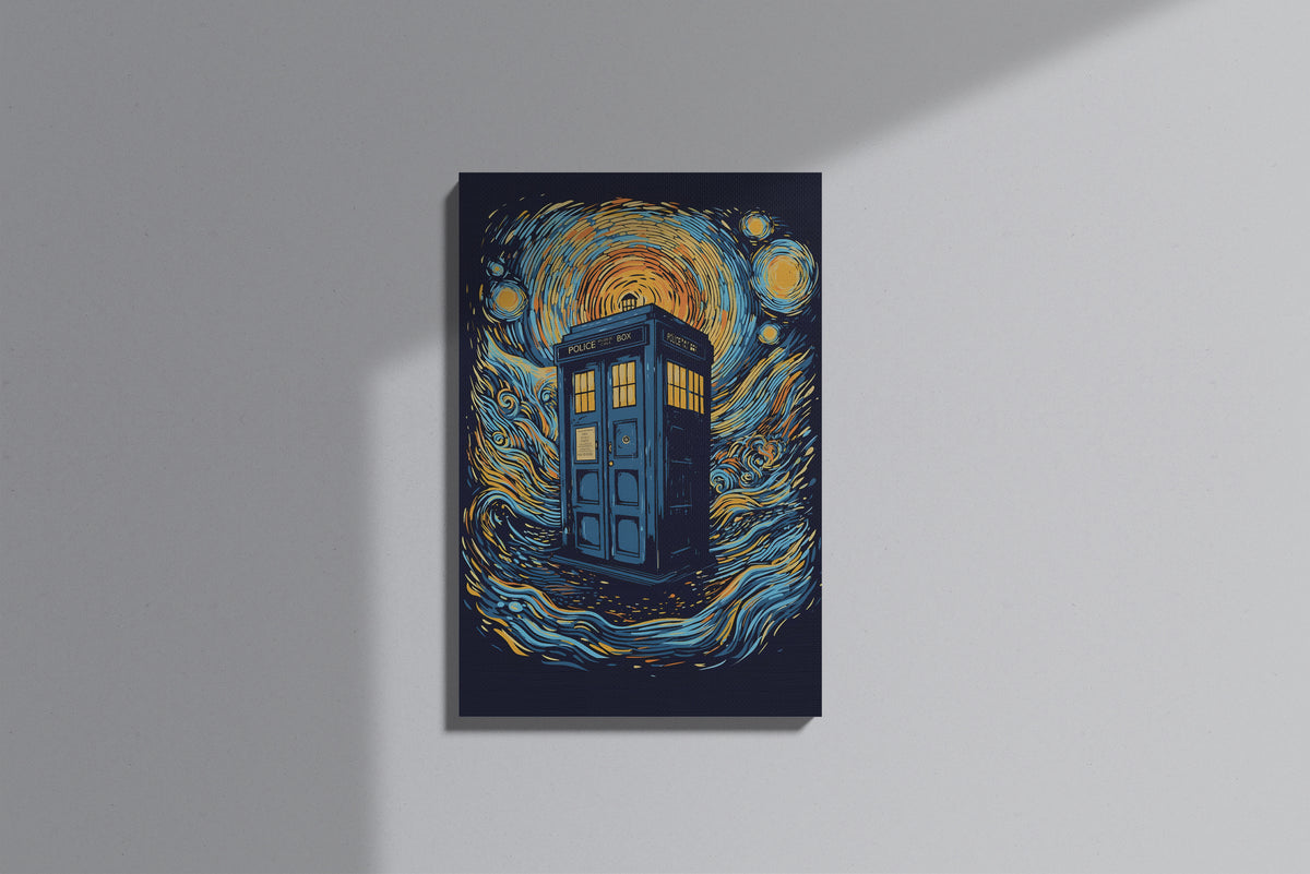GeekCultcha Doctor Who TARDIS Starry Night Themed Premium Canvas Painting