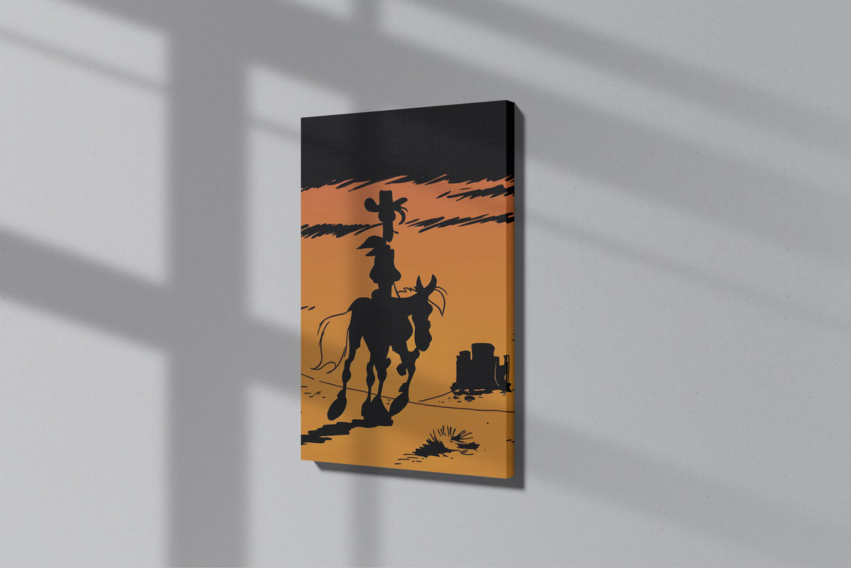 GeekCultcha Lucky Luke Western Silhouette Premium Canvas Print