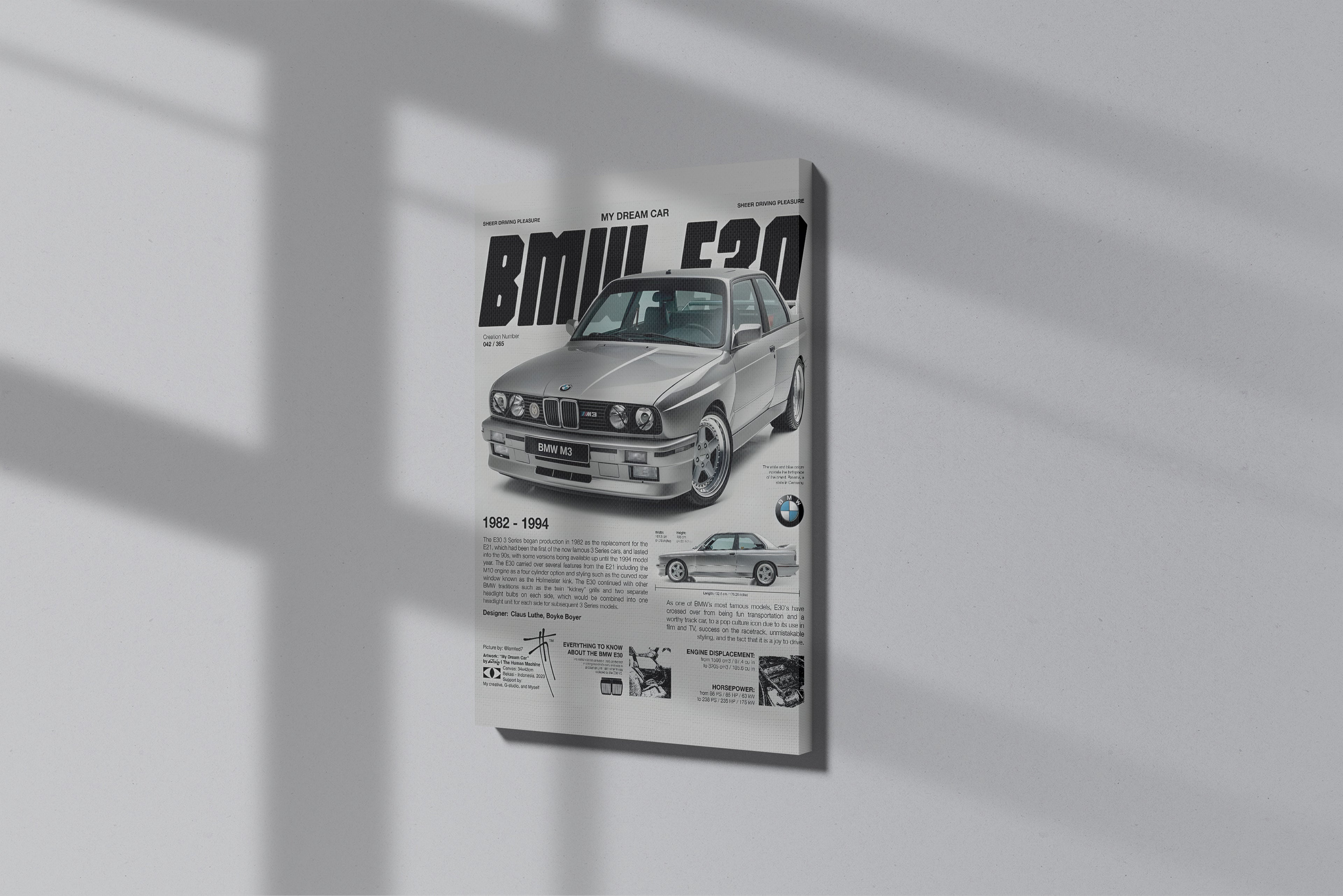 GeekCultcha BMW E30 Premium Canvas Print