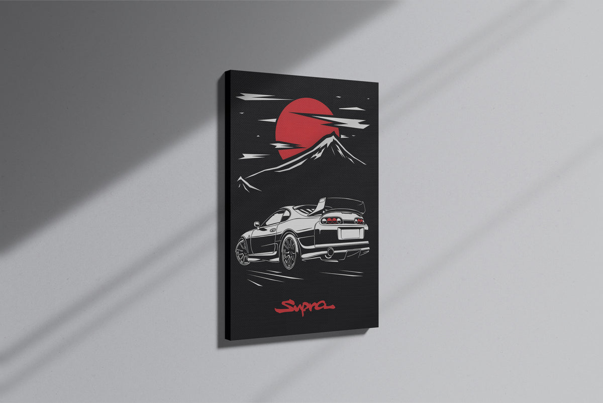 GeekCultcha Premium Canvas Painting of a Toyota Supra Landscape