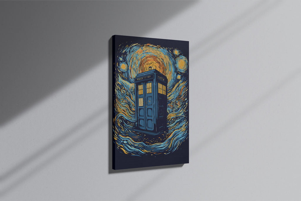 GeekCultcha Doctor Who TARDIS Starry Night Themed Premium Canvas Painting