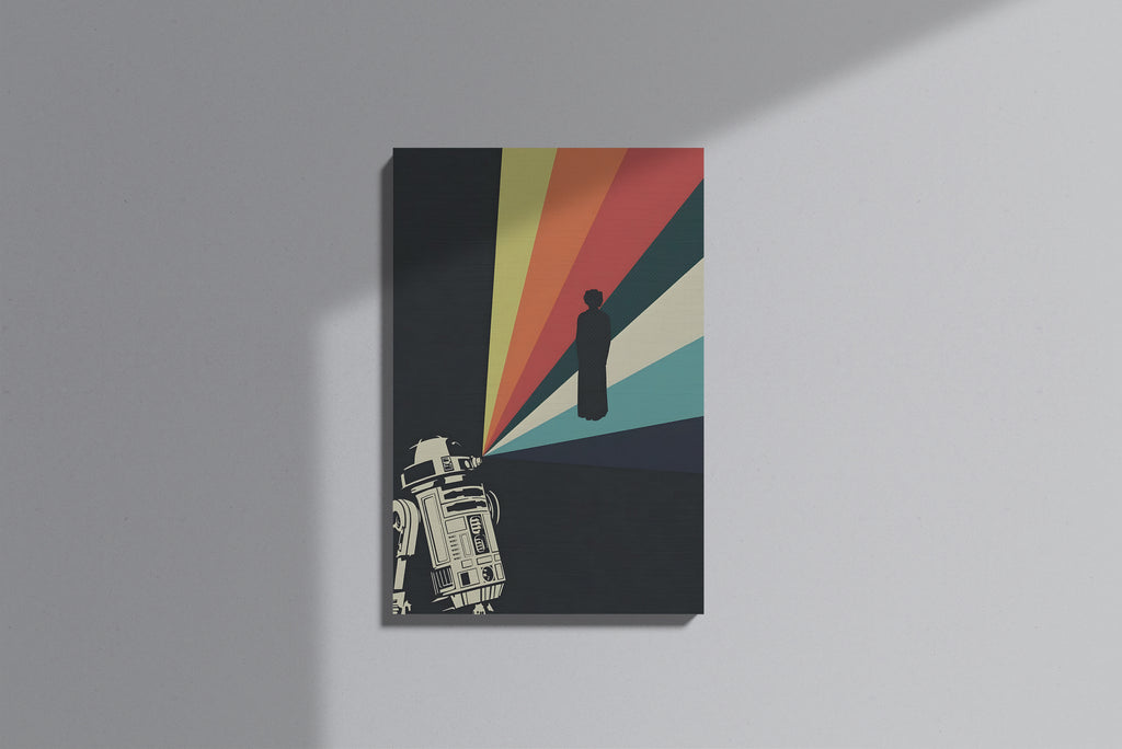 GeekCultcha Star Wars R2-D2 and Princess Leia Themed Premium Canvas Print