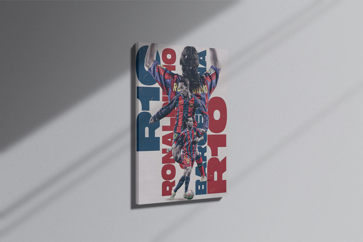 GeekCultcha FC Barcelona Ronaldinho Premium Canvas Print