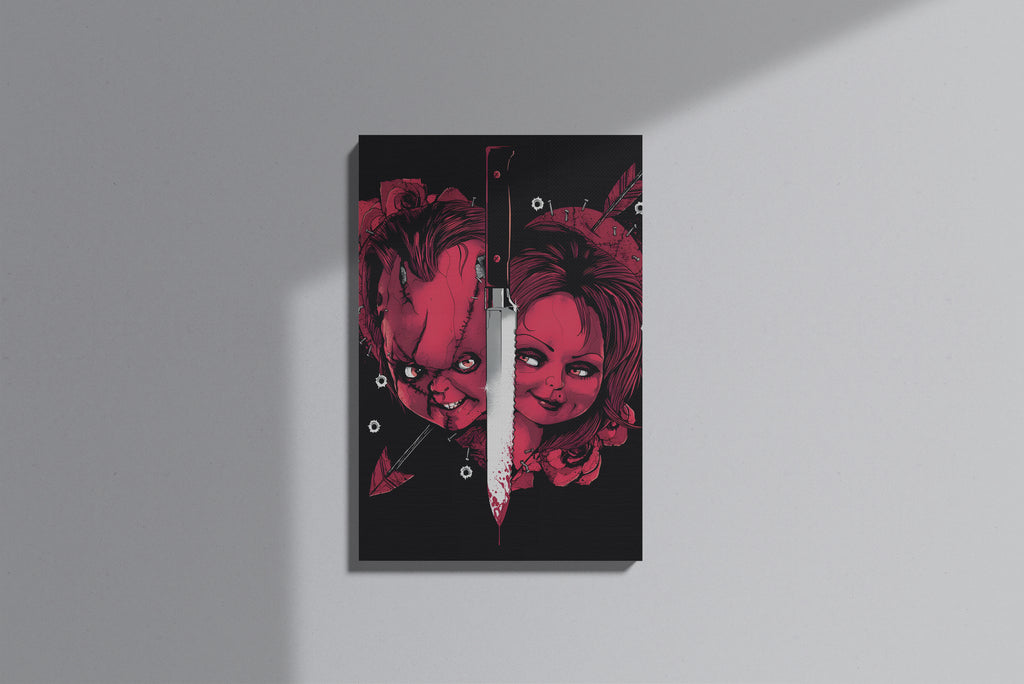 GeekCultcha Premium Canvas Painting with Chucky and Tiffany Design