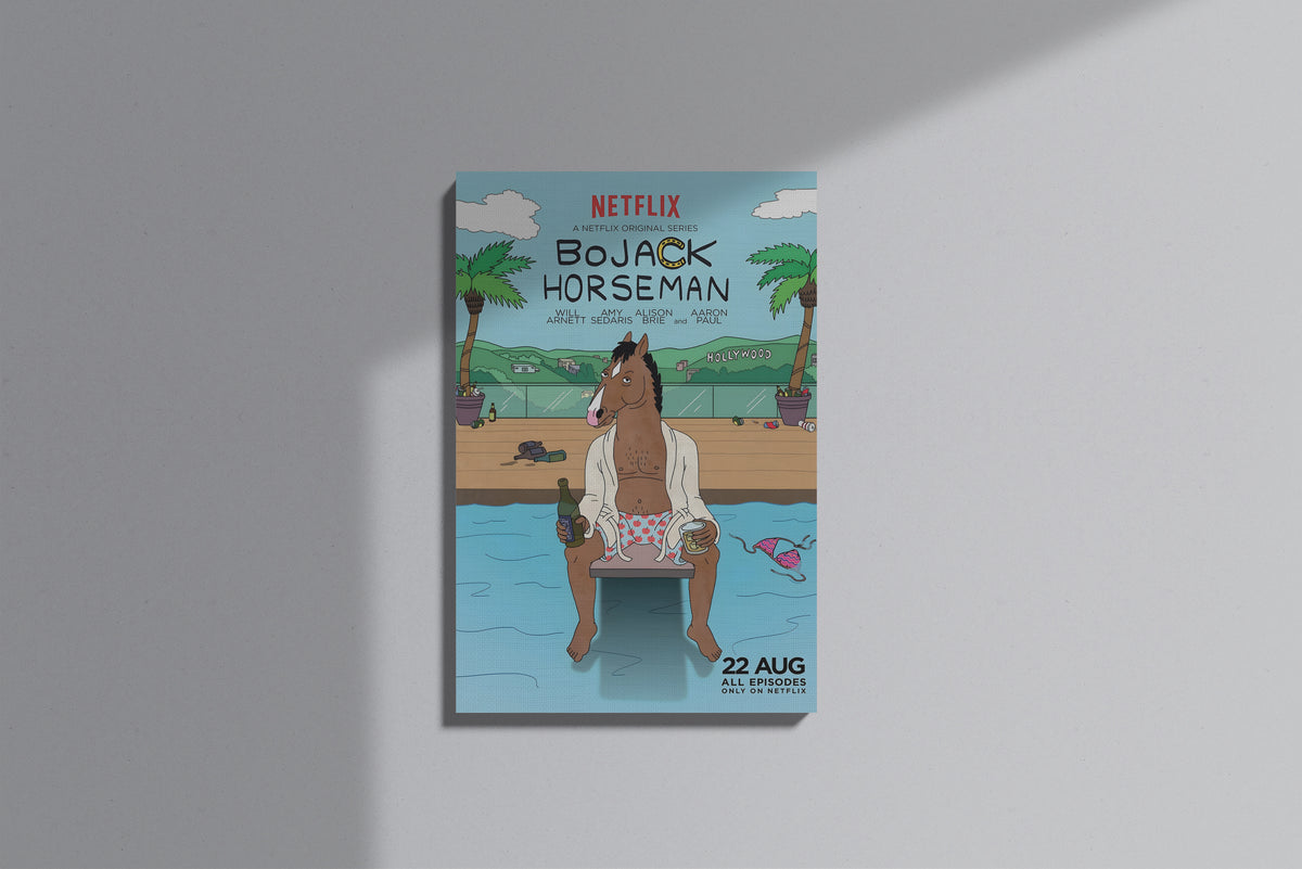 GeekCultcha BoJack Horseman Premium Canvas Painting Poolside Style