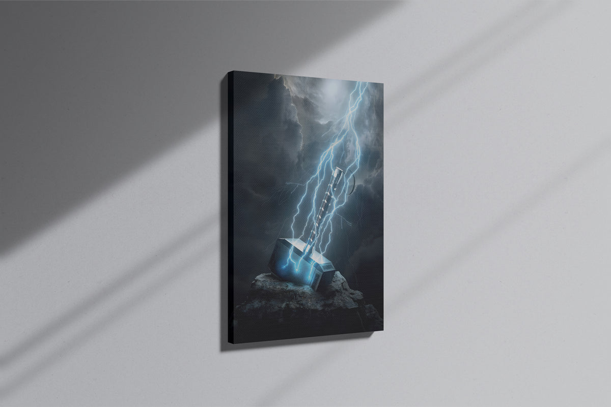 GeekCultcha Marvel Thor Hammer Themed Premium Canvas Painting