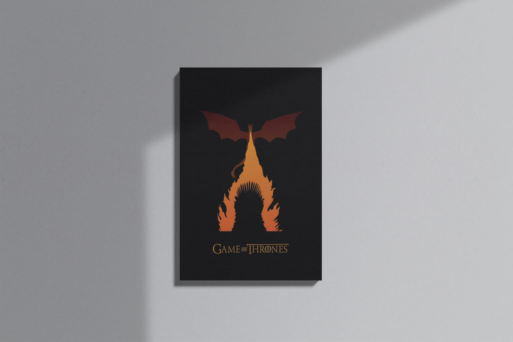 GeekCultcha Game of Thrones Throne and Dragon Premium Canvas Print