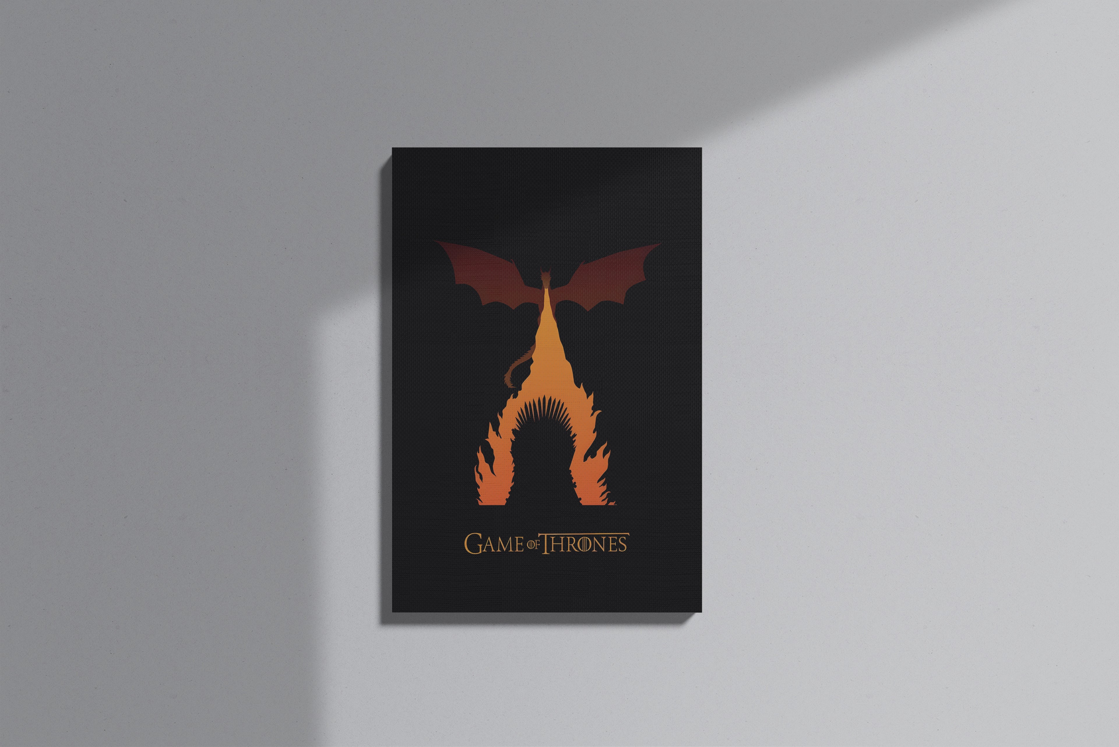 GeekCultcha Game of Thrones Throne and Dragon Premium Canvas Print