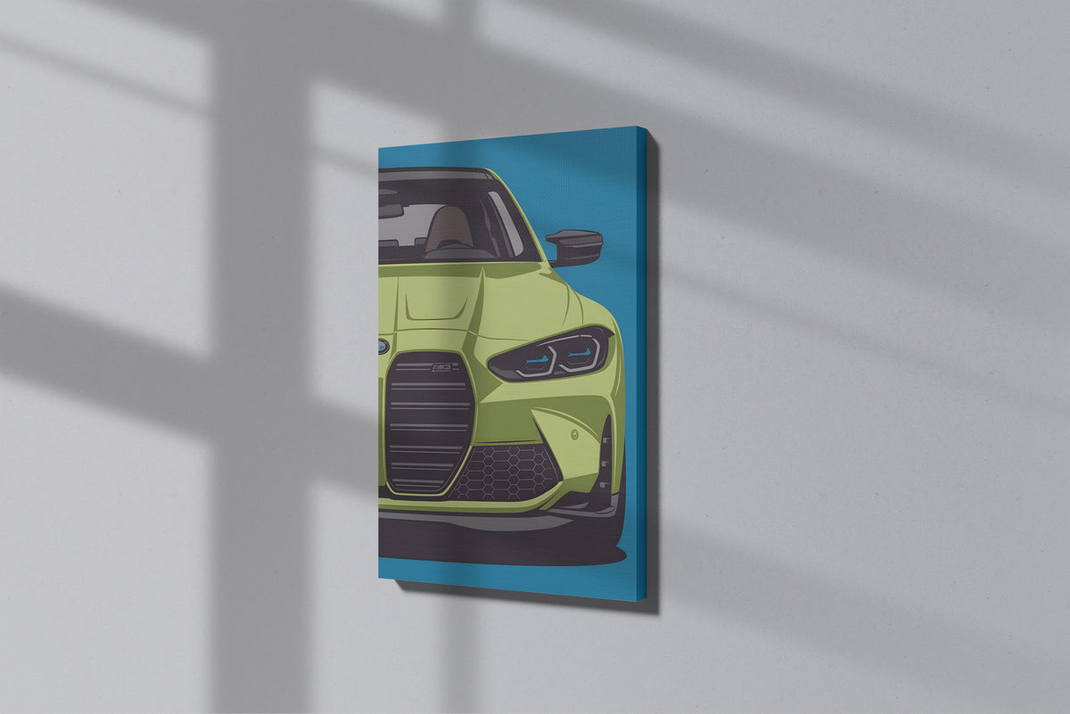 GeekCultcha BMW M3 Sports Car Premium Canvas Painting Modern Style