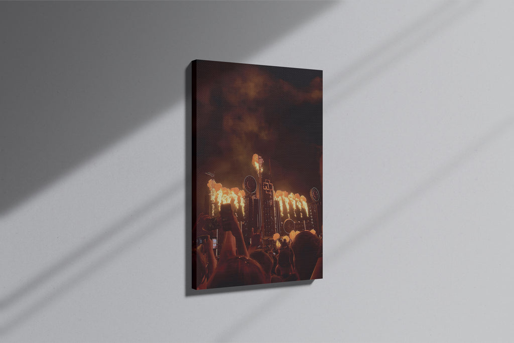 GeekCultcha Rammstein Concert Fire Show Premium Canvas Painting
