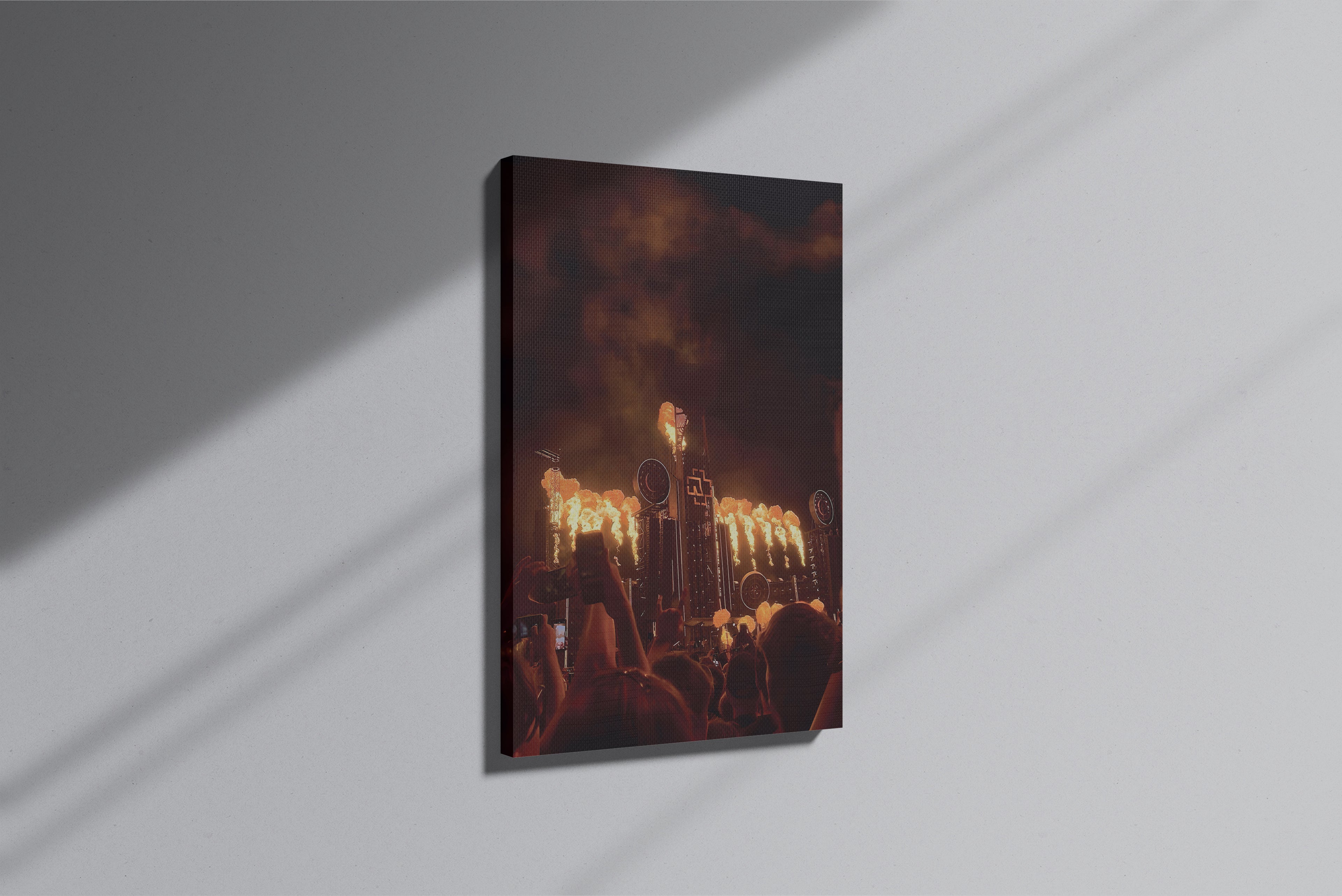 GeekCultcha Rammstein Concert Fire Show Premium Canvas Painting