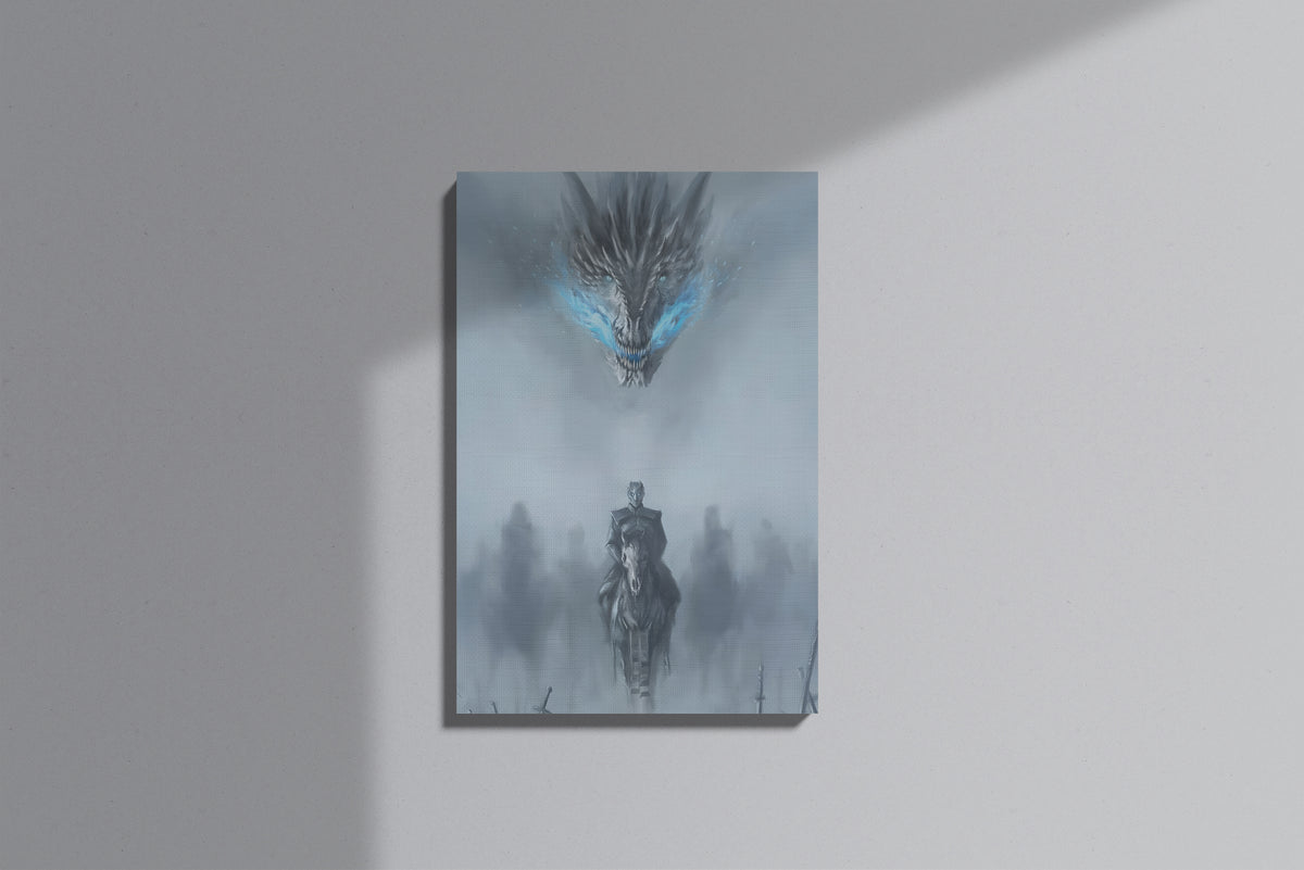 GeekCultcha Game of Thrones Night King and Dragon Premium Canvas Print