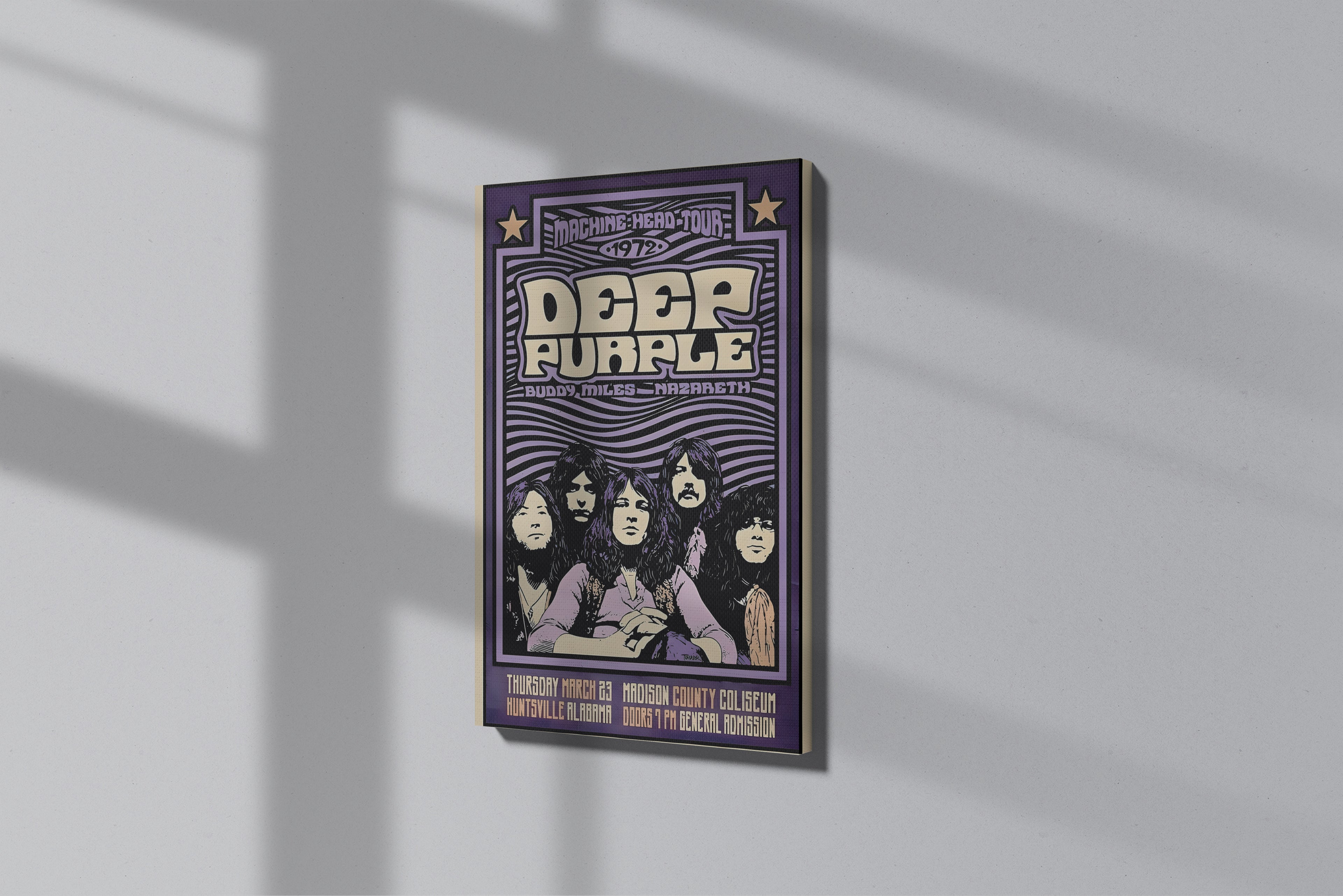 GeekCultcha Deep Purple 1972 Tour Poster Premium Canvas Print
