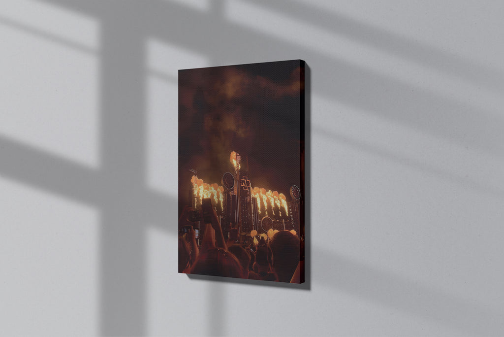 GeekCultcha Rammstein Concert Fire Show Premium Canvas Painting