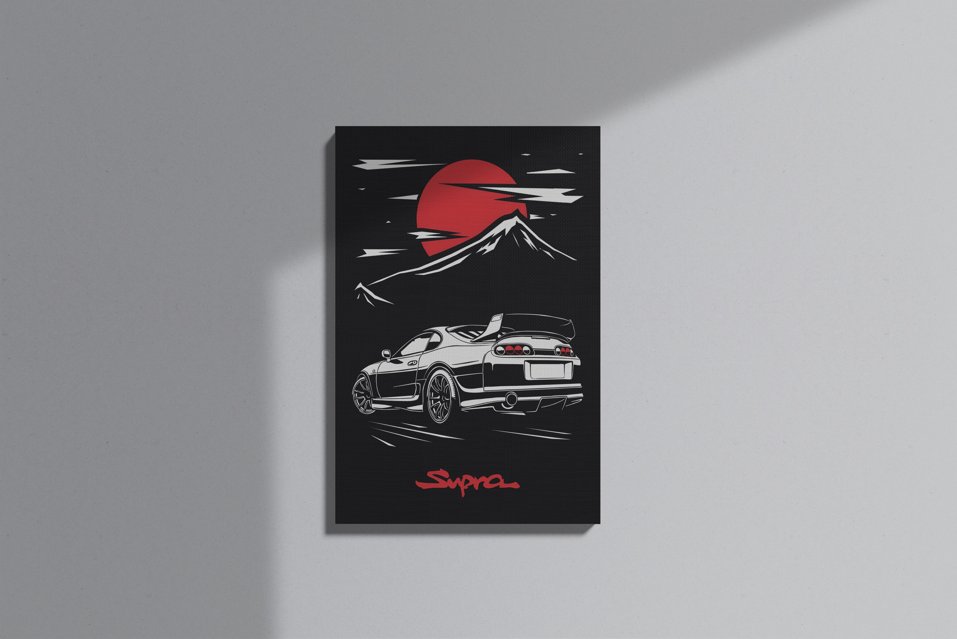 GeekCultcha Premium Canvas Painting of a Toyota Supra Landscape