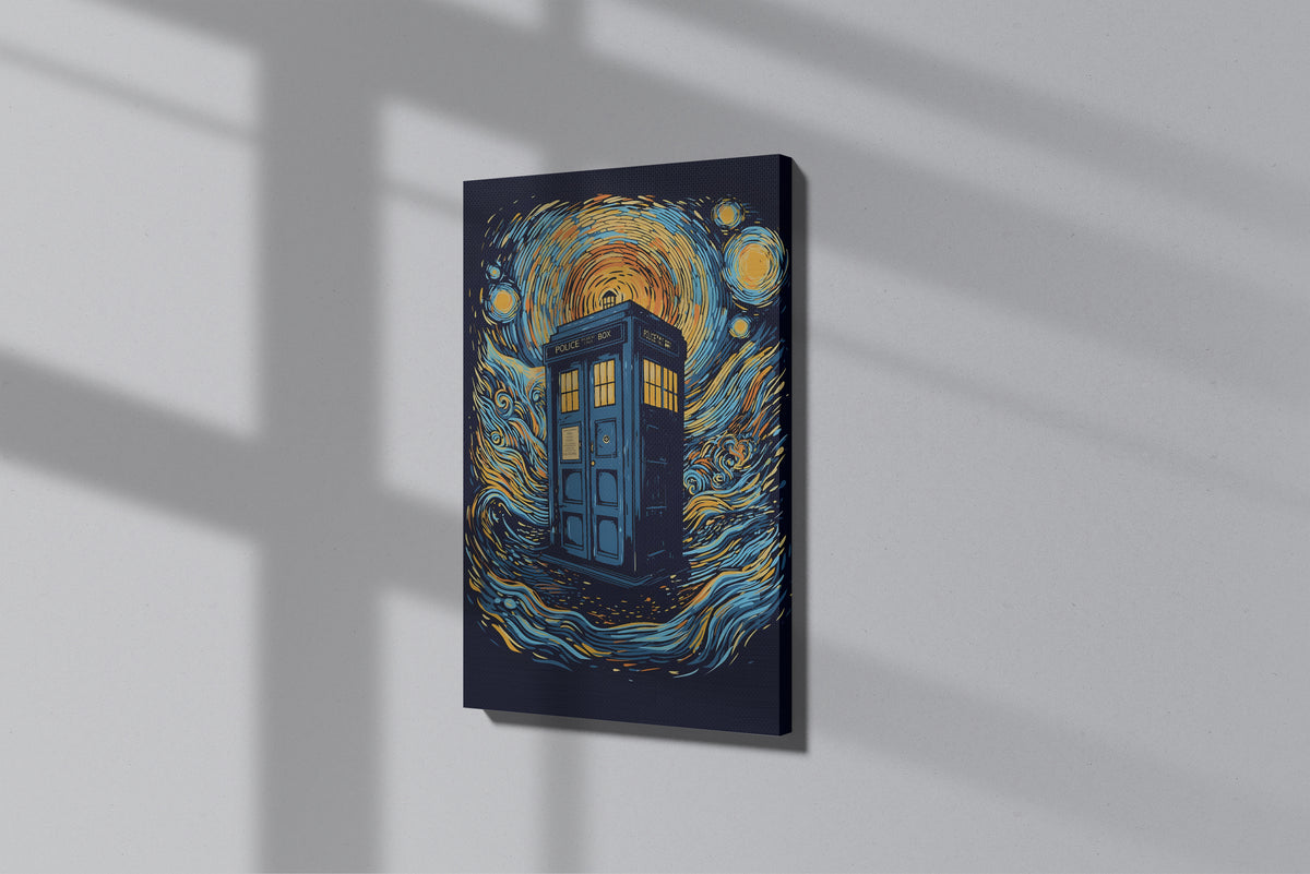 GeekCultcha Doctor Who TARDIS Starry Night Themed Premium Canvas Painting