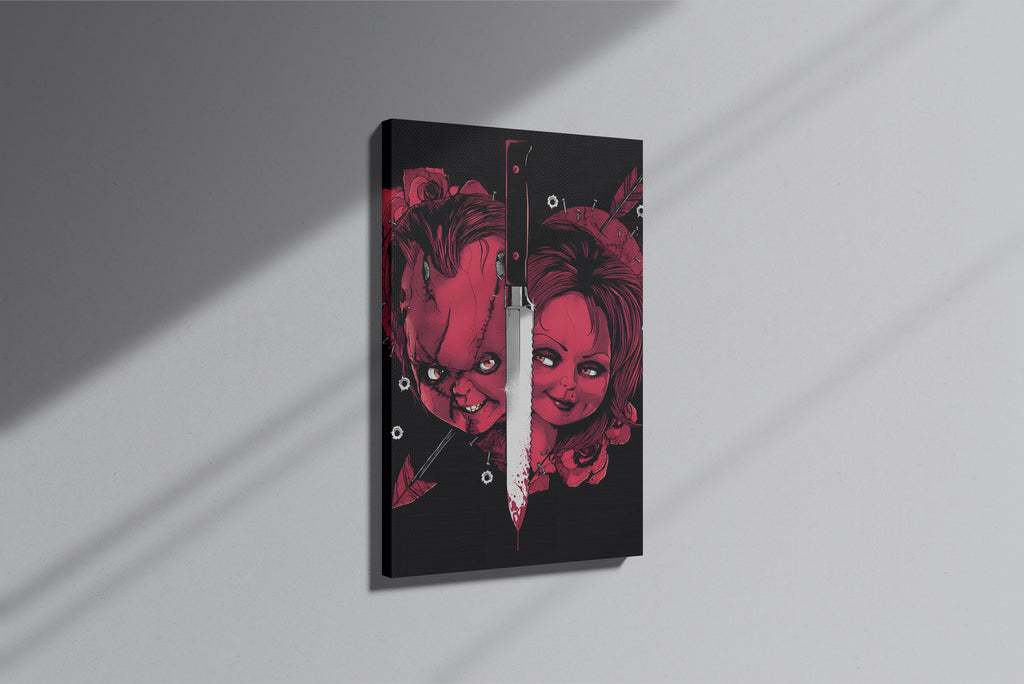 GeekCultcha Premium Canvas Painting with Chucky and Tiffany Design