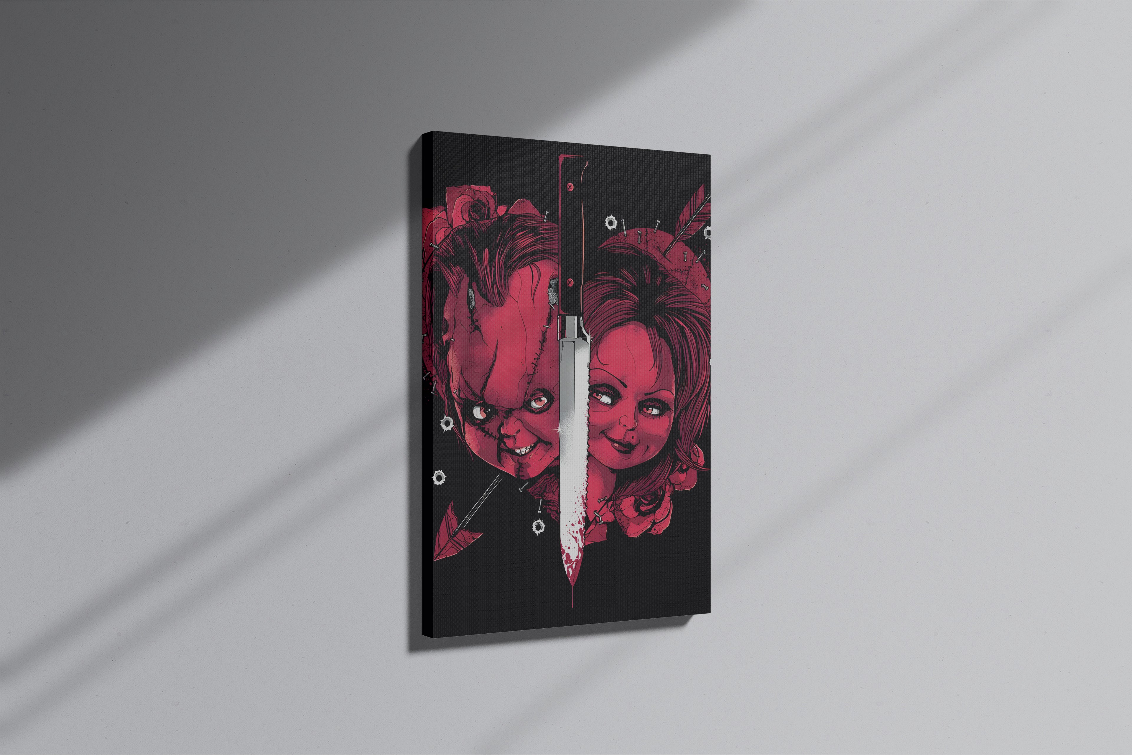 GeekCultcha Premium Canvas Painting with Chucky and Tiffany Design